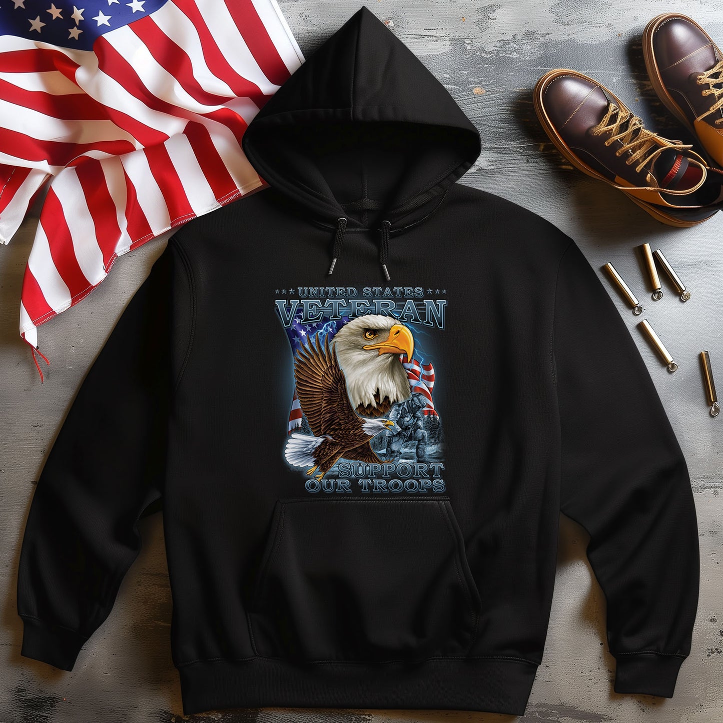 U.S. Veteran, Support Our Troops with Eagles Hoodie