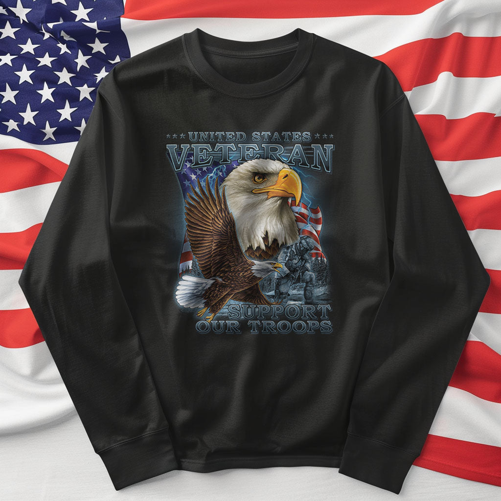 Long-Sleeve U.S. Veteran, Support our Troops with Eagles T-Shirt