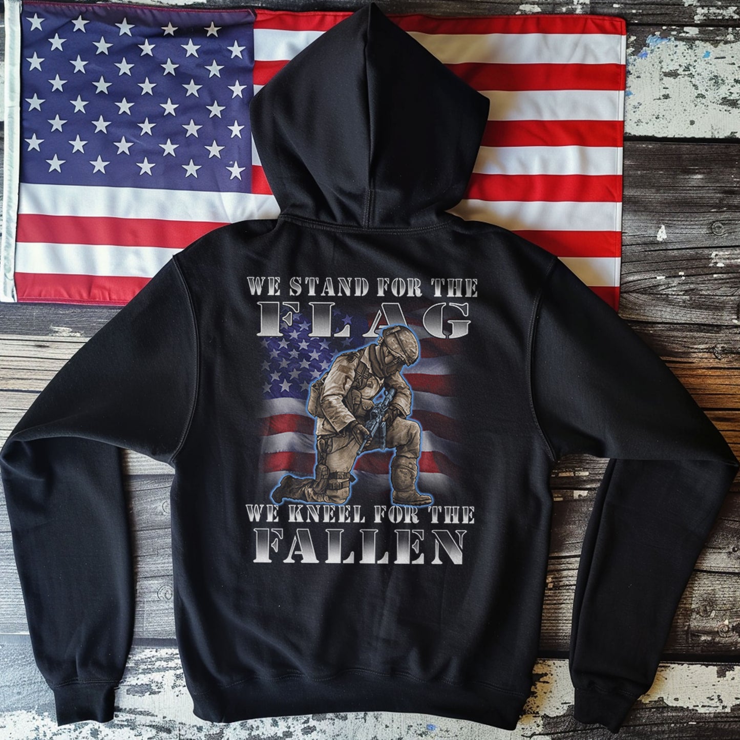 Zip-Up Stand for the Flag, Kneel for the Fallen Hoodie