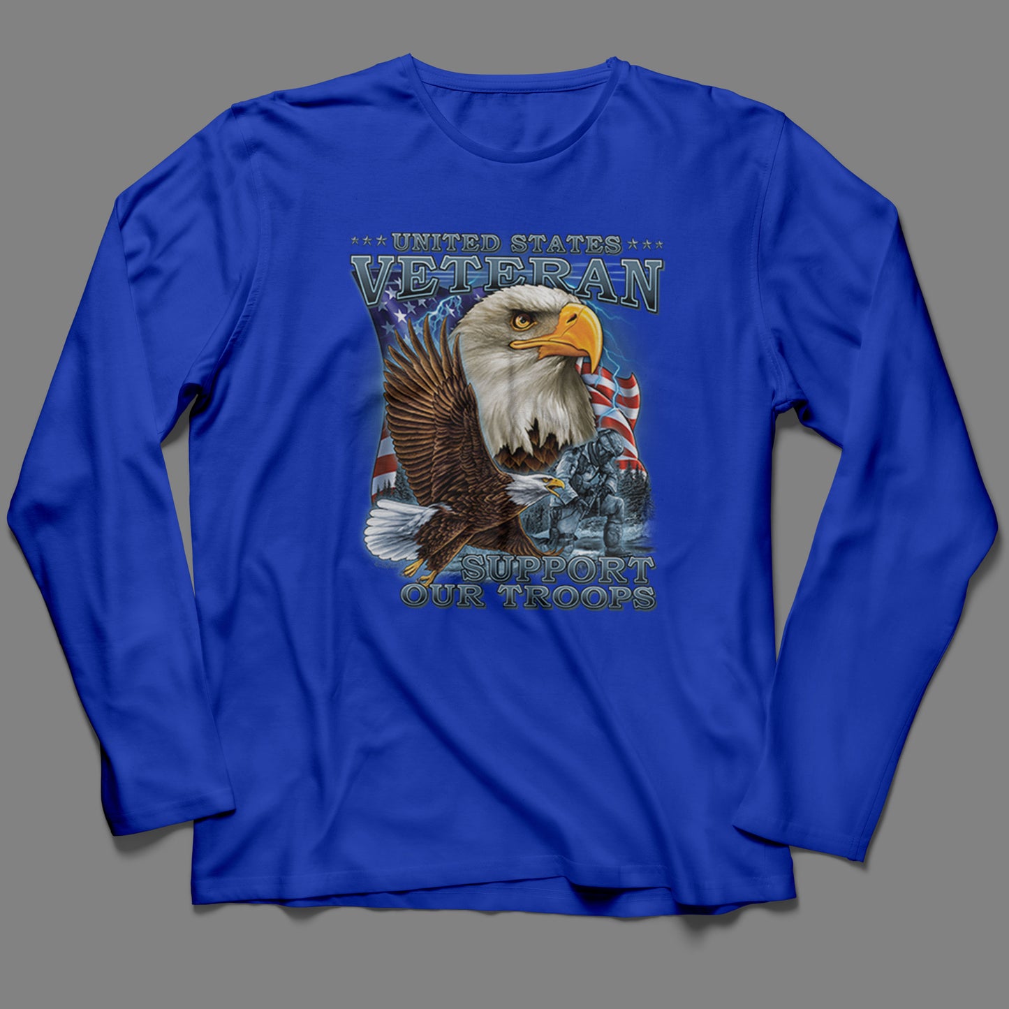 Long-Sleeve U.S. Veteran, Support our Troops with Eagles T-Shirt