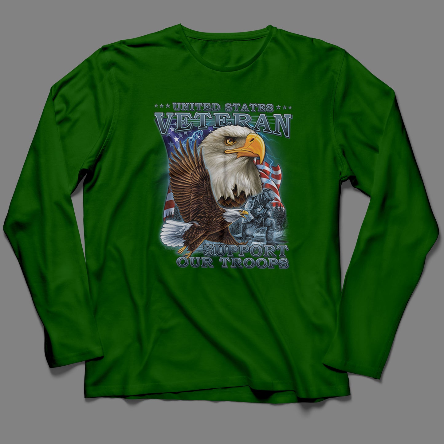 Long-Sleeve U.S. Veteran, Support our Troops with Eagles T-Shirt