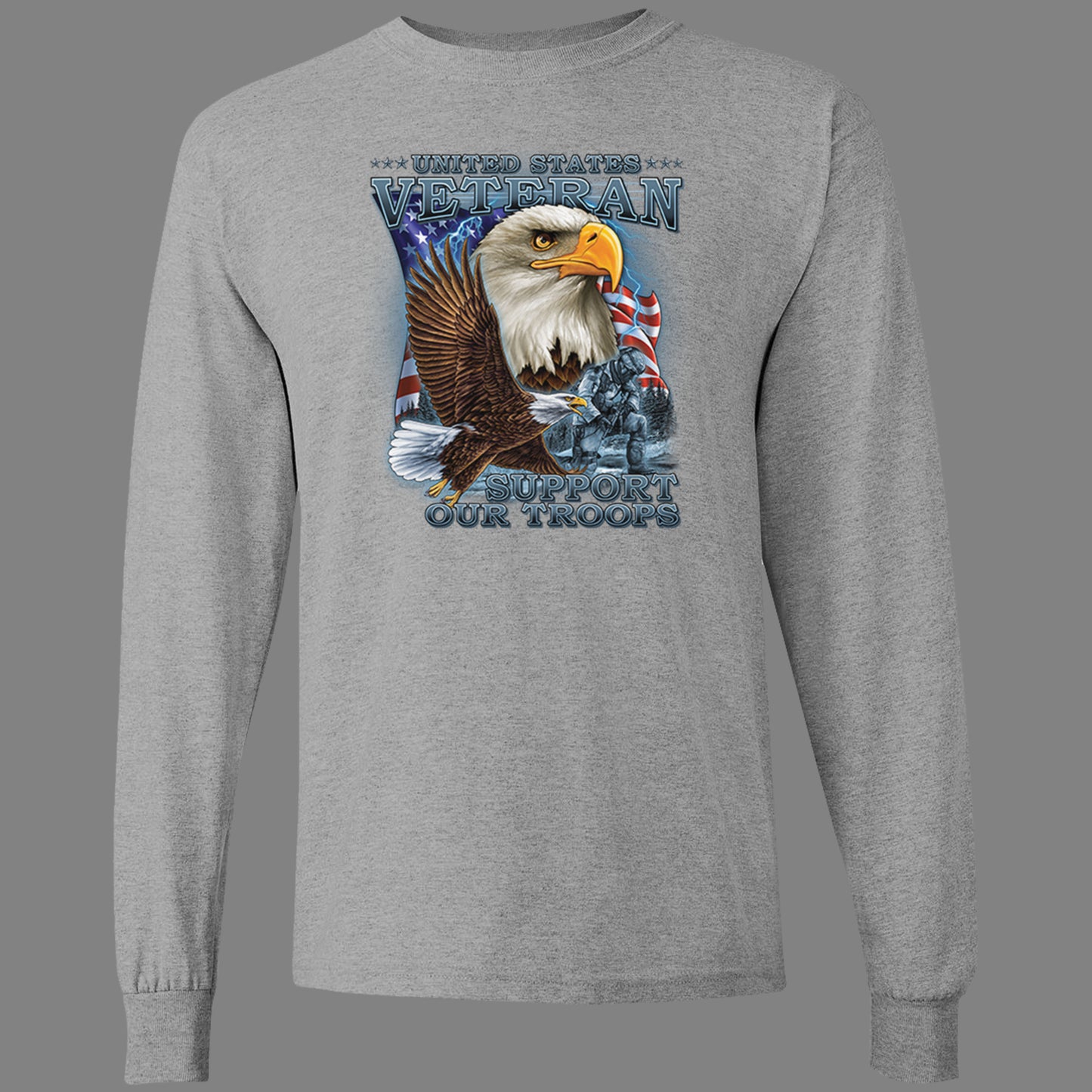 Long-Sleeve U.S. Veteran, Support our Troops with Eagles T-Shirt