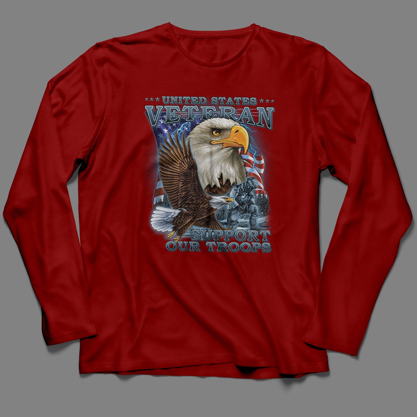 Long-Sleeve U.S. Veteran, Support our Troops with Eagles T-Shirt