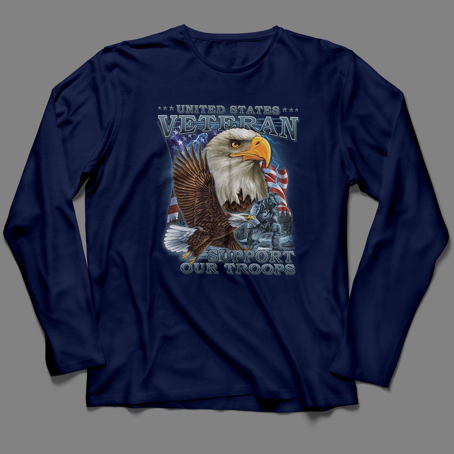 Long-Sleeve U.S. Veteran, Support our Troops with Eagles T-Shirt