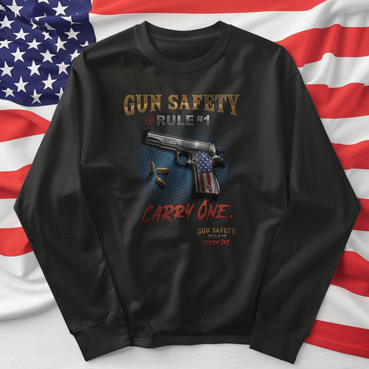 Long-Sleeve Gun Safety, Rule #1 T-Shirt