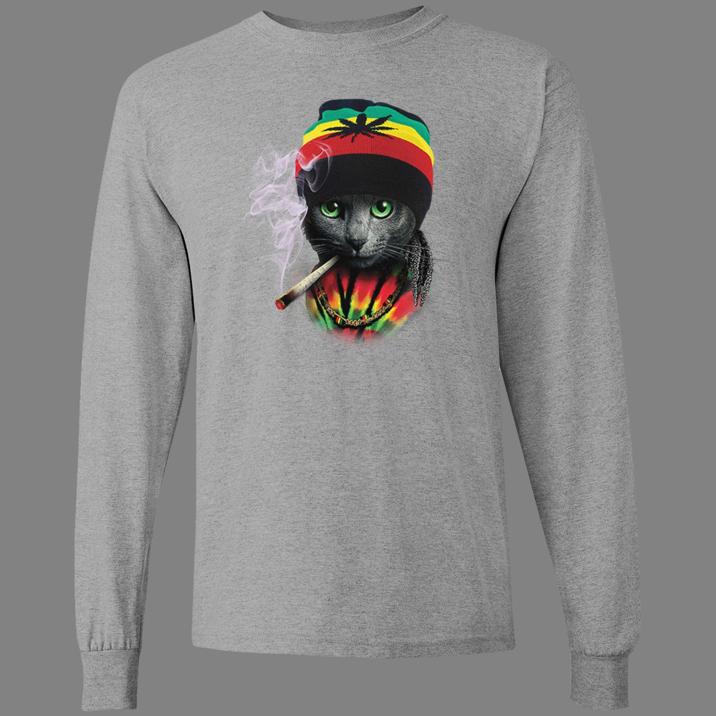 Long-Sleeve Rasta Cat T-Shirt