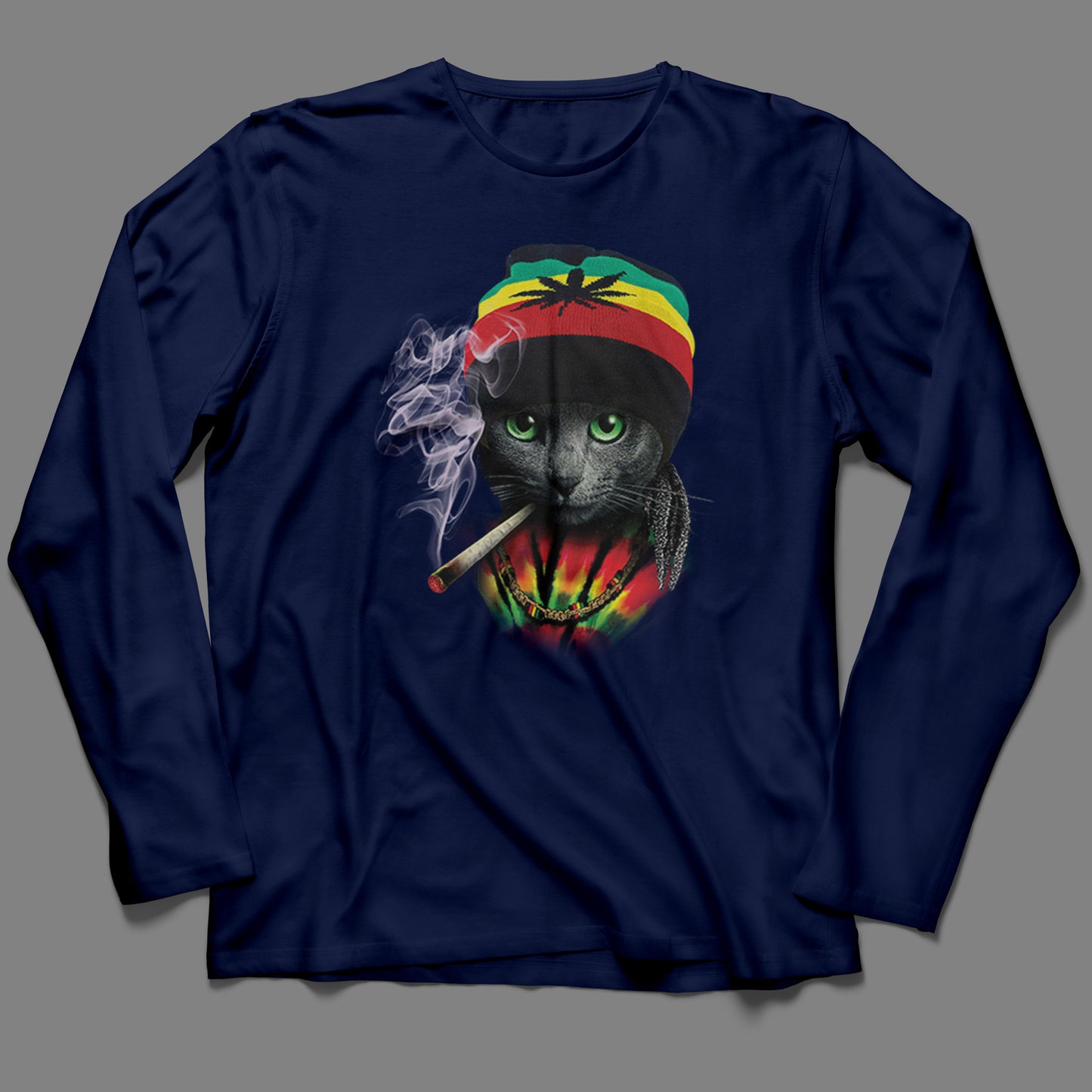 Long-Sleeve Rasta Cat T-Shirt