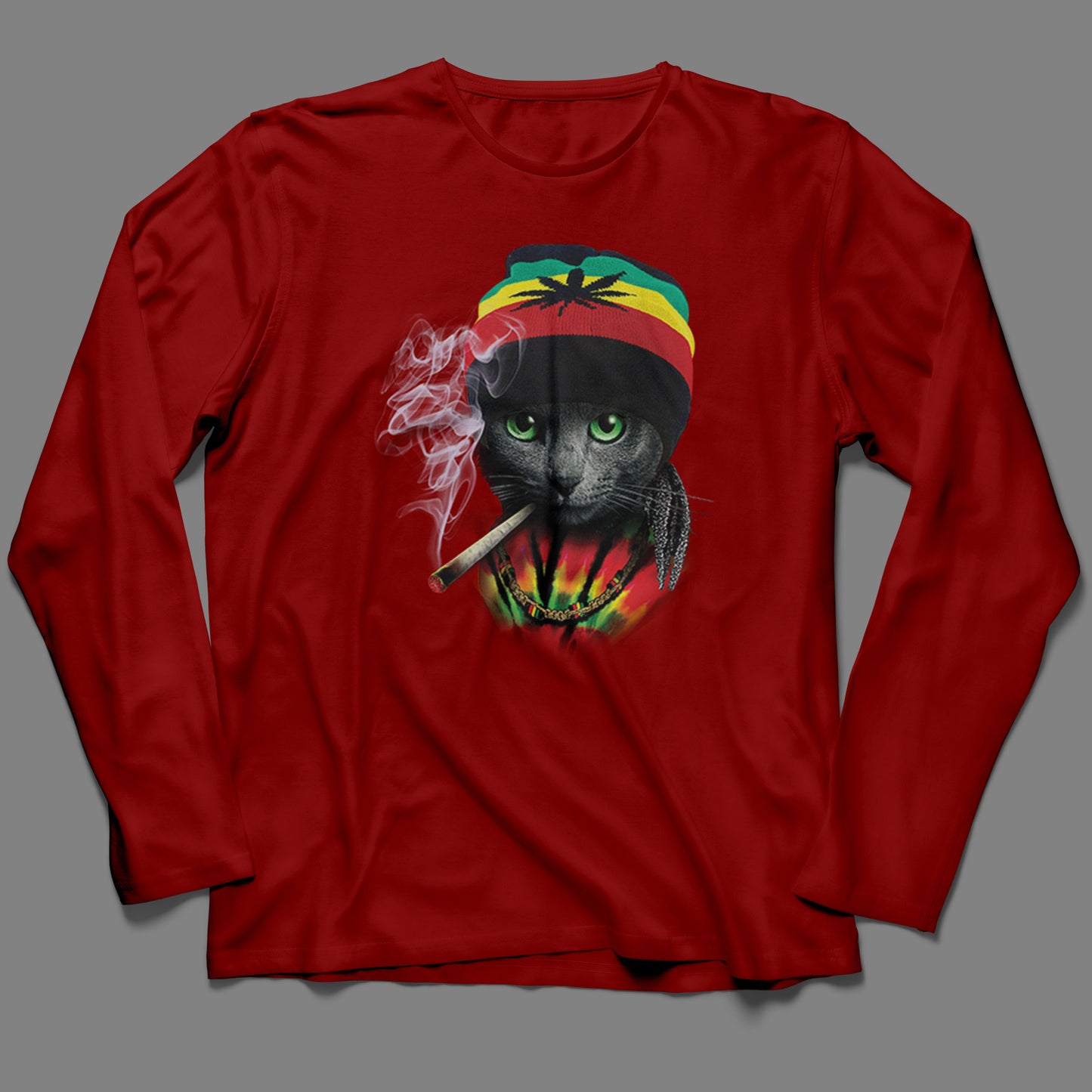 Long-Sleeve Rasta Cat T-Shirt