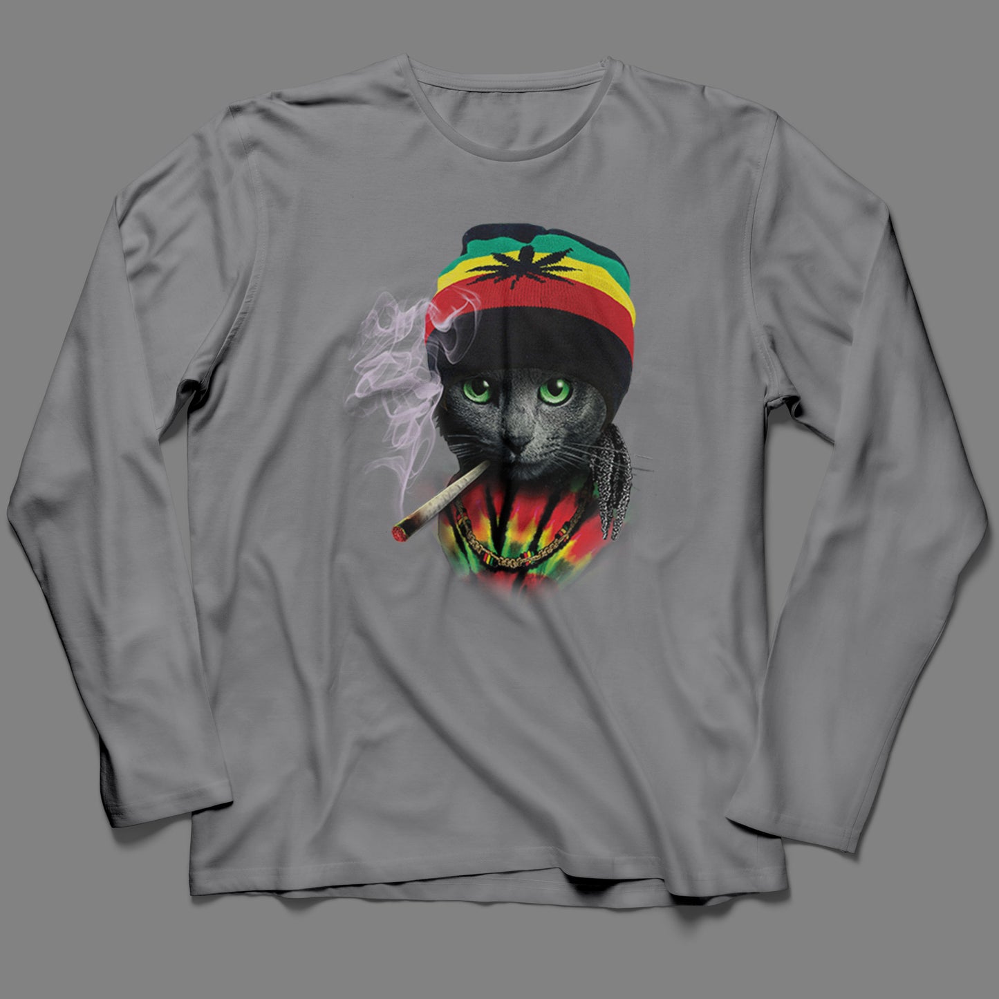 Long-Sleeve Rasta Cat T-Shirt