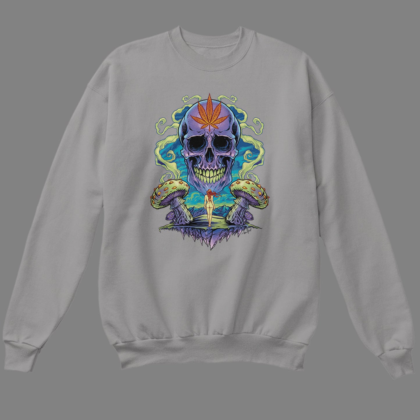 Trippy Weed Skull Sweatshirt