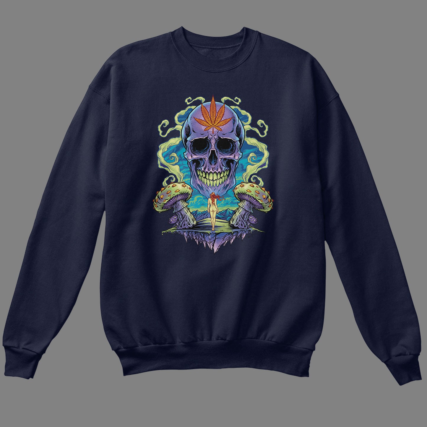 Trippy Weed Skull Sweatshirt