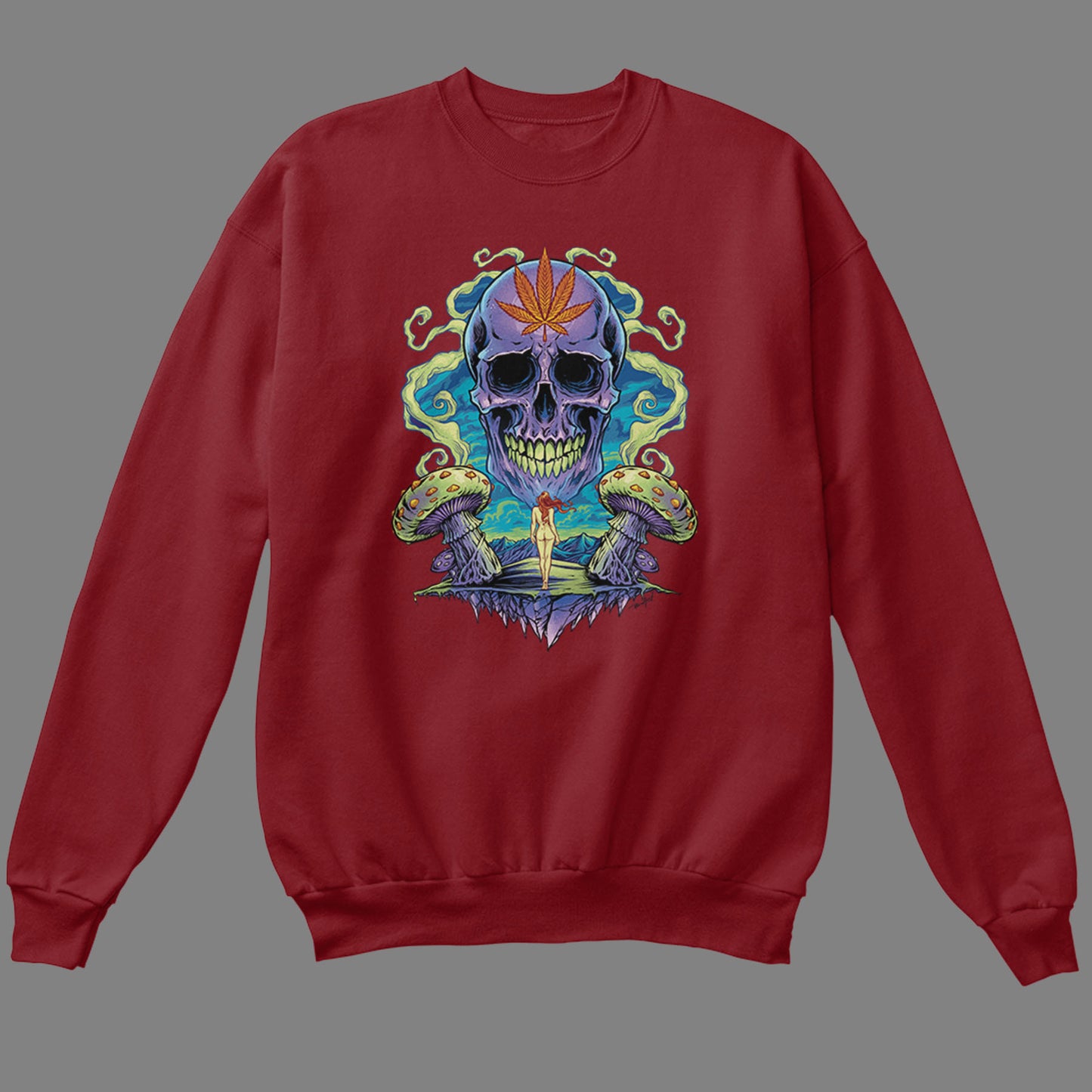 Trippy Weed Skull Sweatshirt