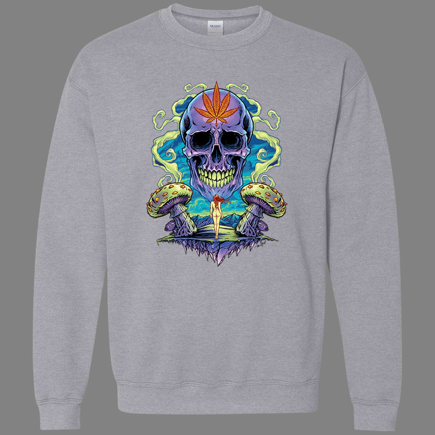 Trippy Weed Skull Sweatshirt