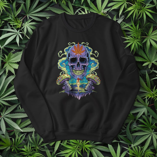 Trippy Weed Skull Sweatshirt