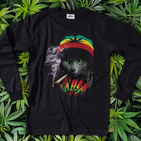 Long-Sleeve Rasta Cat T-Shirt