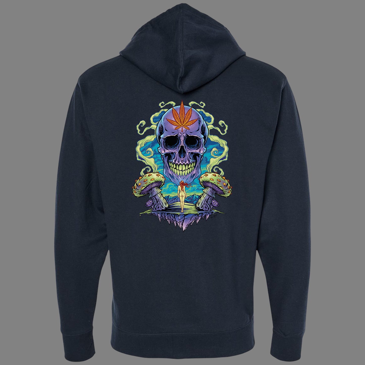 Zip-Up Trippy Weed Skull Hoodie