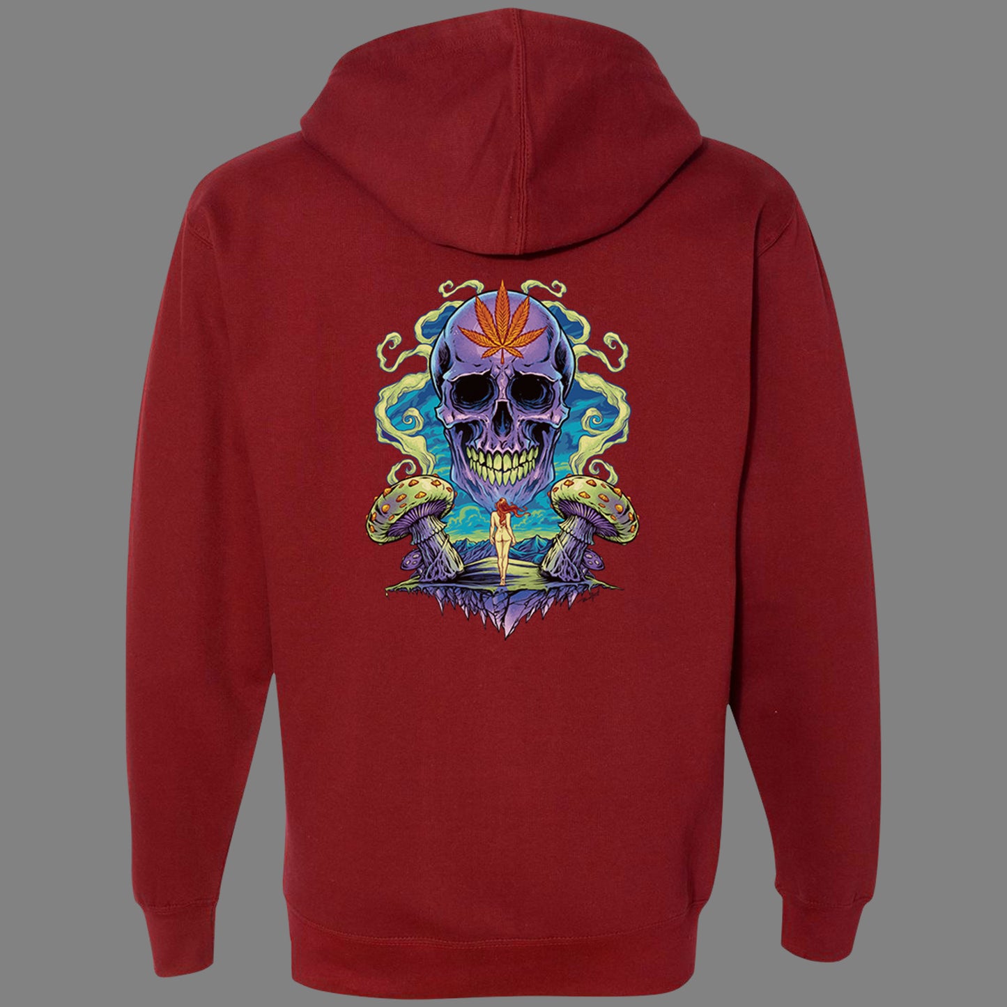 Zip-Up Trippy Weed Skull Hoodie