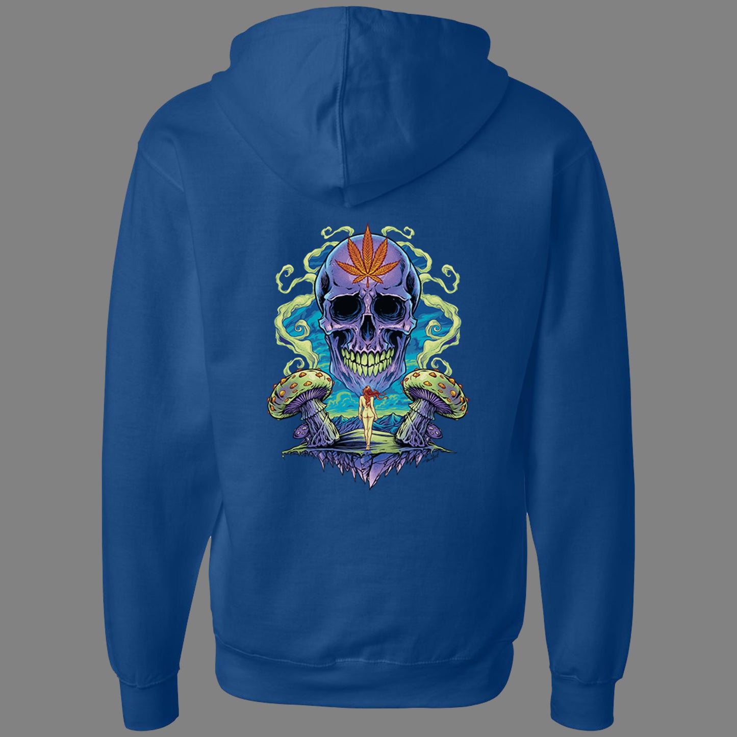 Zip-Up Trippy Weed Skull Hoodie