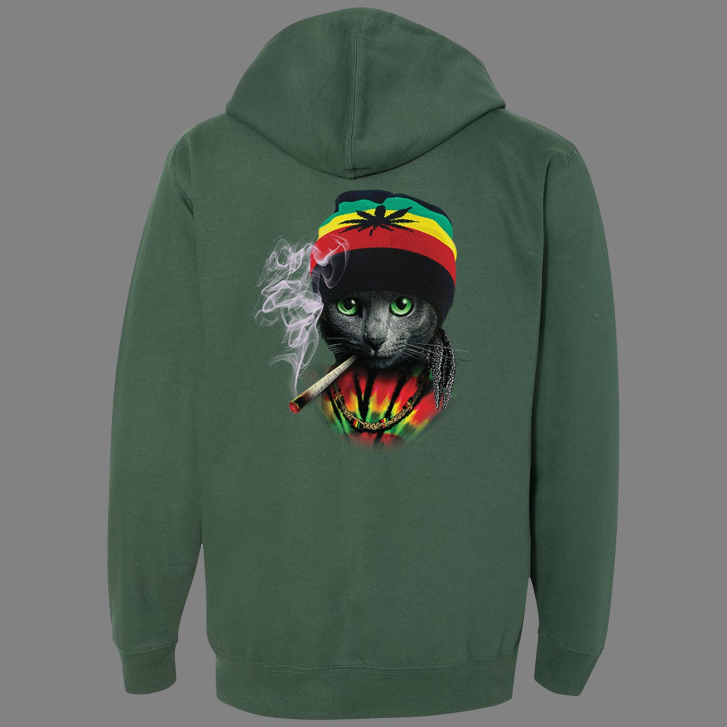 Zip-Up Rasta Cat Hoodie