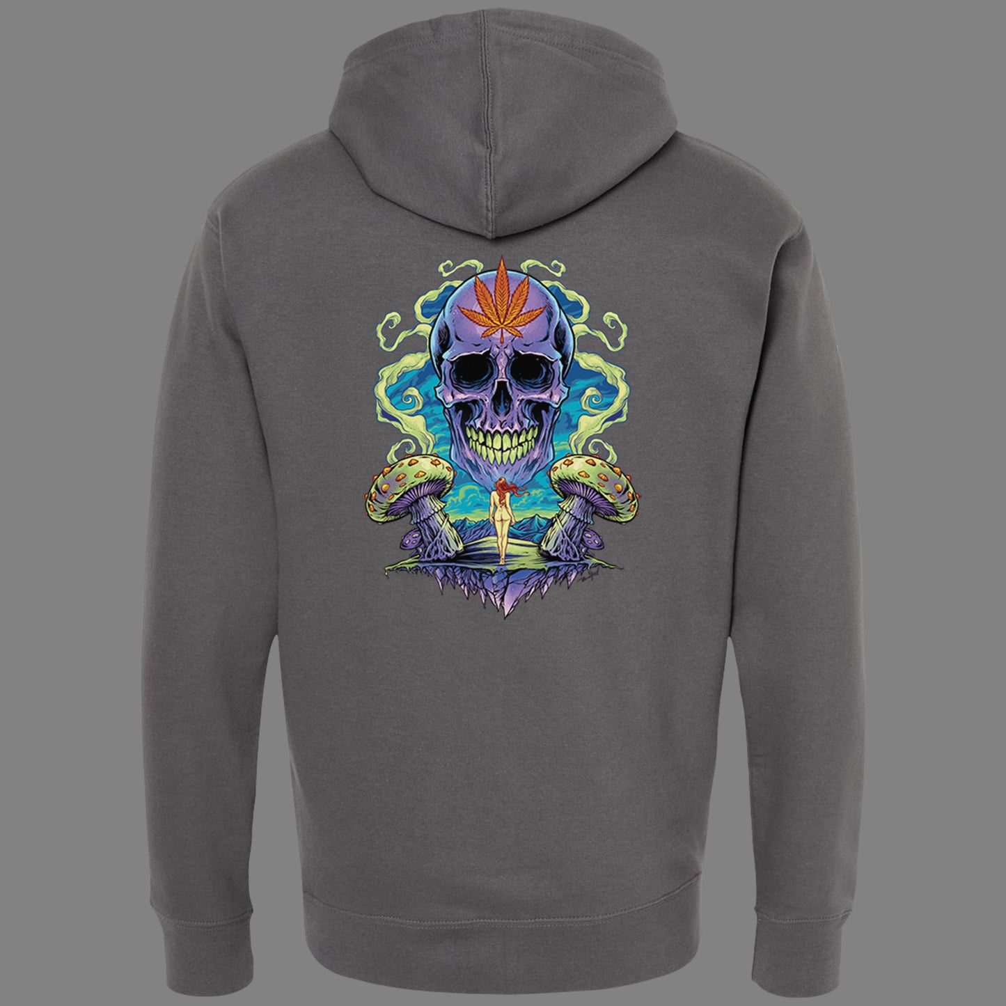 Zip-Up Trippy Weed Skull Hoodie